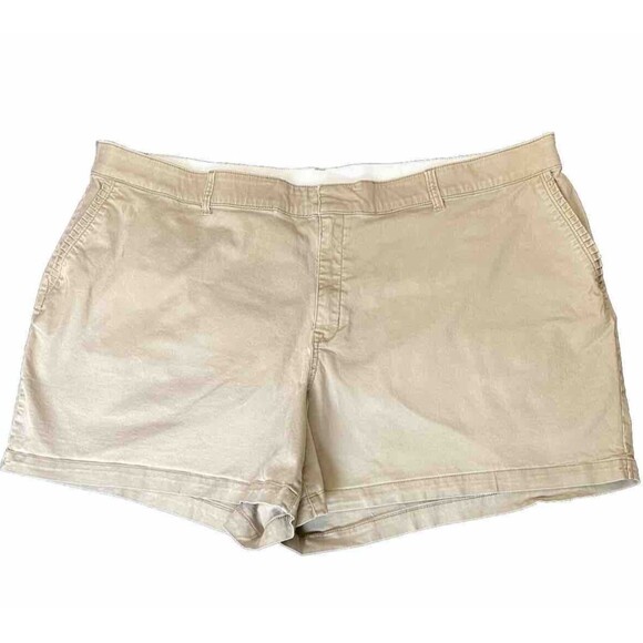 Lane Bryant Shorts Womens Plus Size 28 Chino High Rise Stretch Khaki - Picture 1 of 10